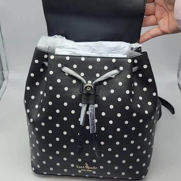 Kate Spade Disney x Minnie Mouse Backpack Black White Polka Dot Multi